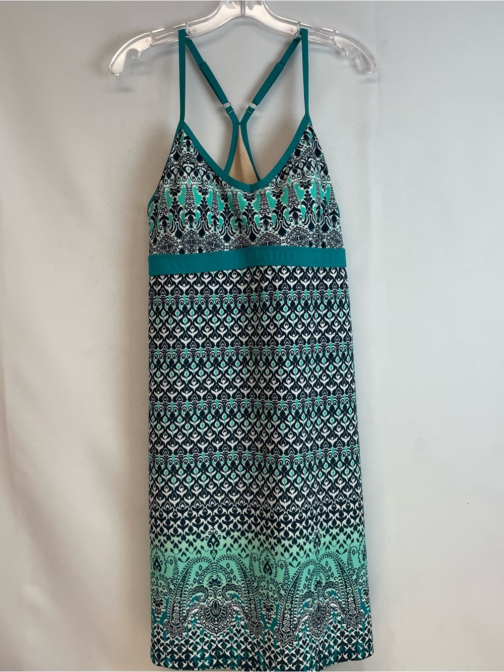 Athleta Teal and Black Patterned Strappy Sundress